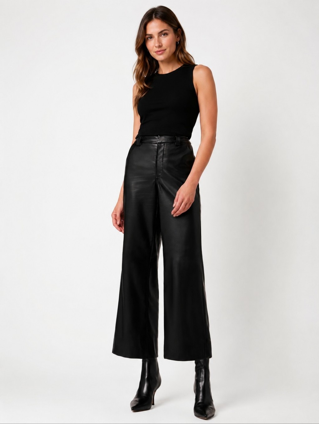 Nwot! Joe's Jeans Mia High Rise Wide Leg Vegan Leather Ankle Pants / Trousers